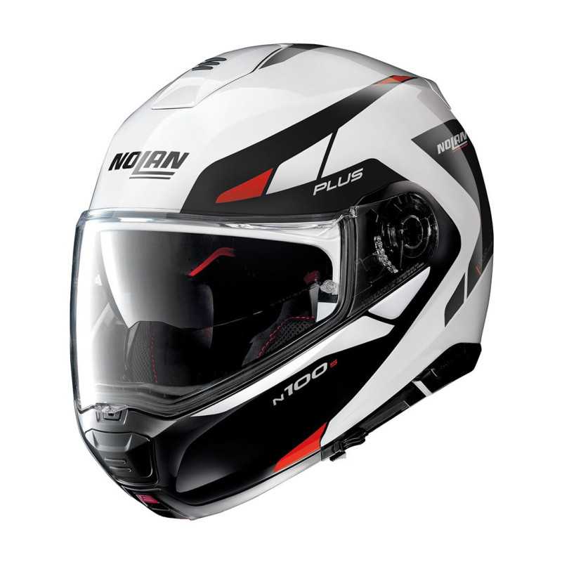 Casco Nolan N100-5 Plus Milestone 053 Metal Wht/Blk/Red