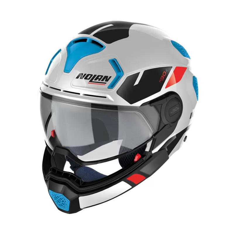 Casco Nolan N30-4 Tp Blazer 025 Metal Wht/Aqua