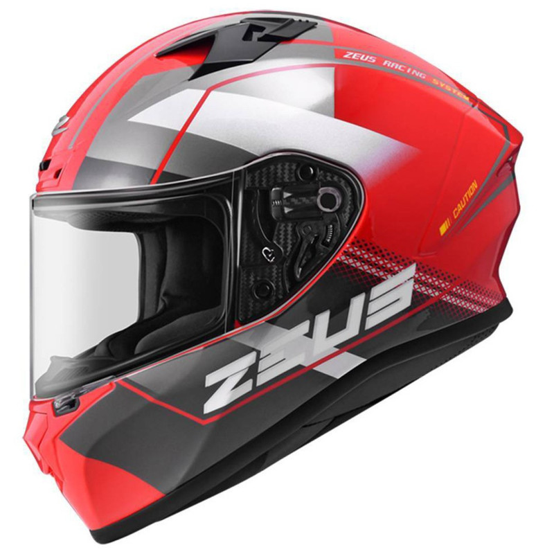 Casco Zeus ZS826 Negro/Rojo/Plateado